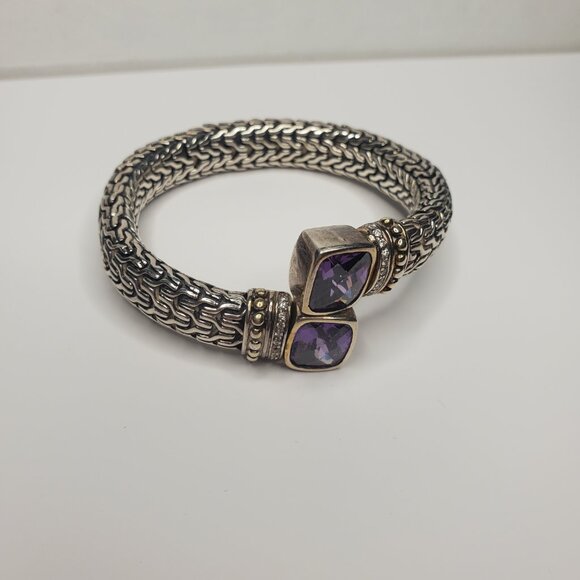 Sterling Silver Amethyst Bypass Bracelet, David Yurman Look-alike - Picture 3 of 10